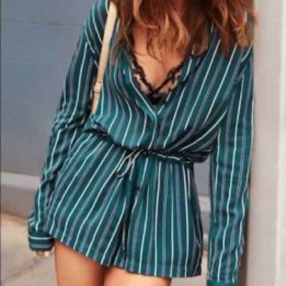 Silence+Noise Green, striped romper